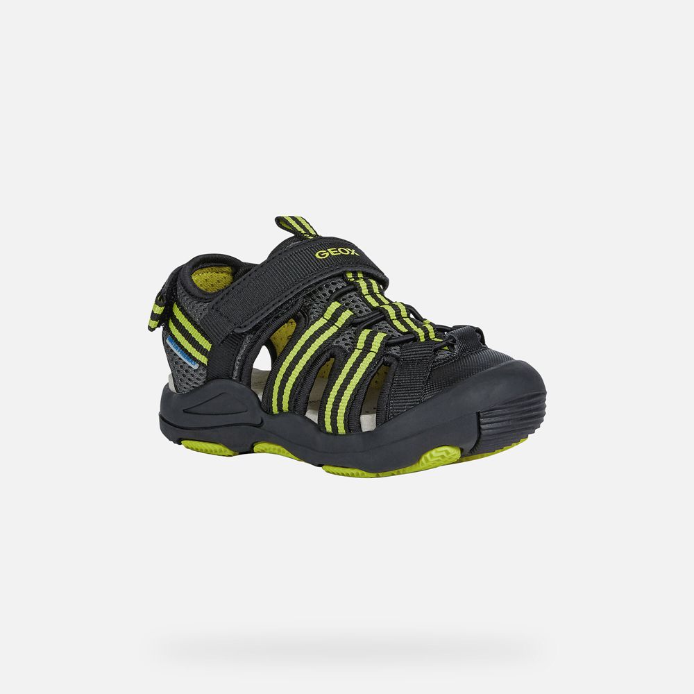 Geox Sandals Black/Green Kyle - Geox Boys Shoes - YDHURB293